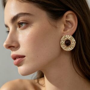 Pendiente piedra redondo