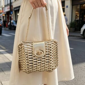 Bolso enrejado dorado